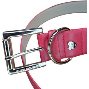 Juicy Couture Red Leather Belt Gold Heart Buckle Women